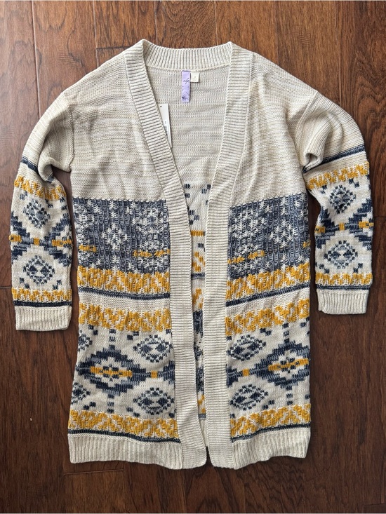 Alya Sweaters - NWT Alya Cream Open-Front Fair Isle Cardigan Size S